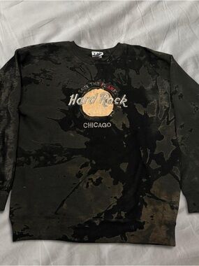 Hard Rock Cafe Chicago Black Tie-Dye Crewneck Sweatshirt
